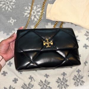 Tory Butch Black Quilted Leather Shoulder Bag